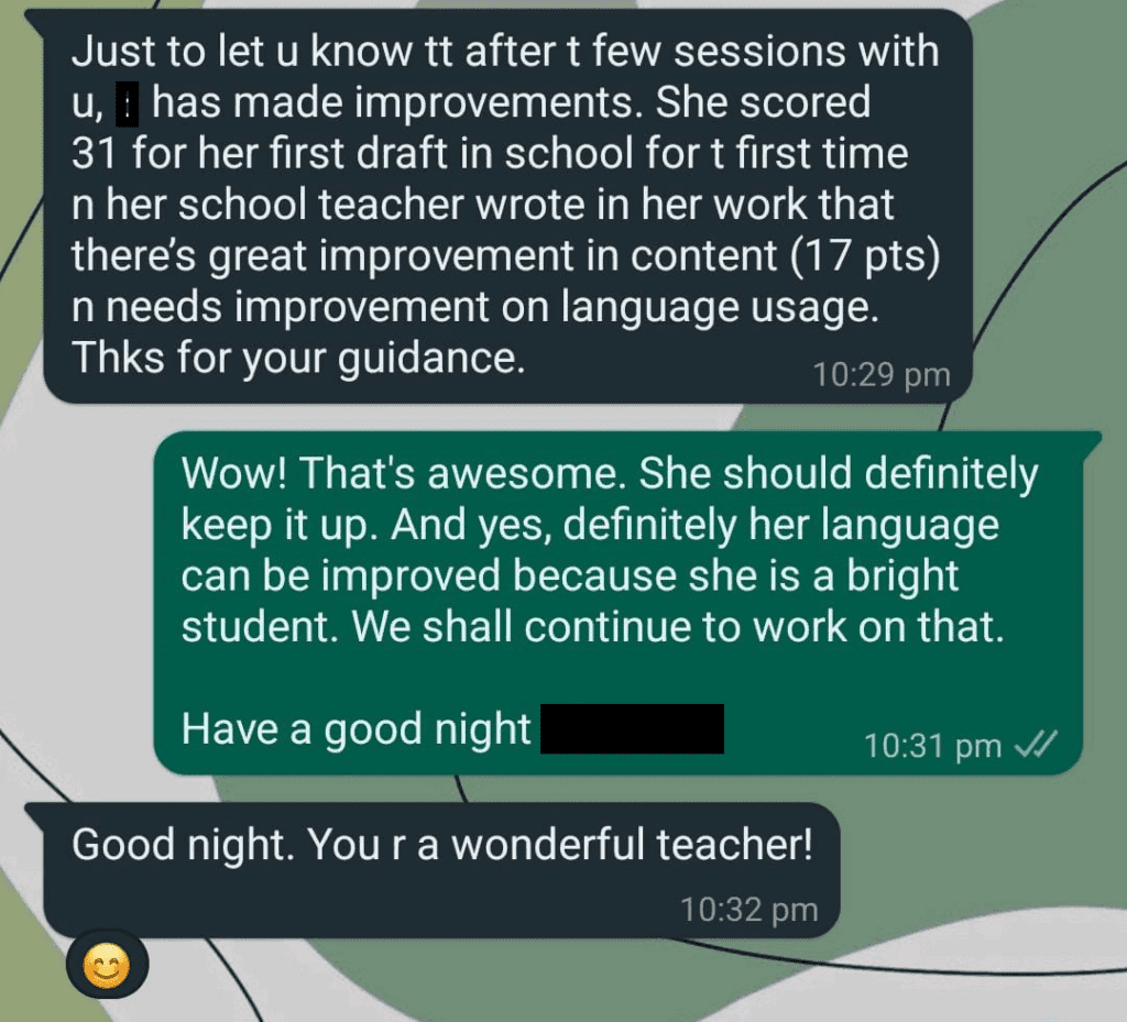 PSLE English composition testimonial 